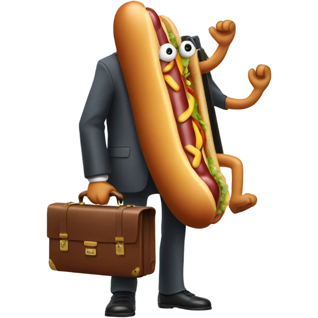 A hotdog carrying a briefcase emoji