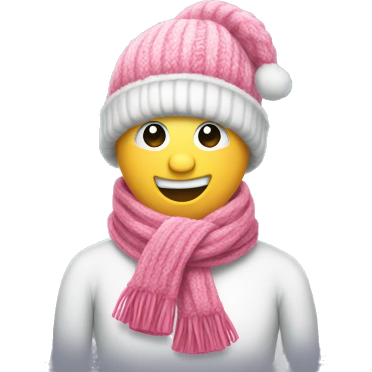 Pink scarf snowman emoji