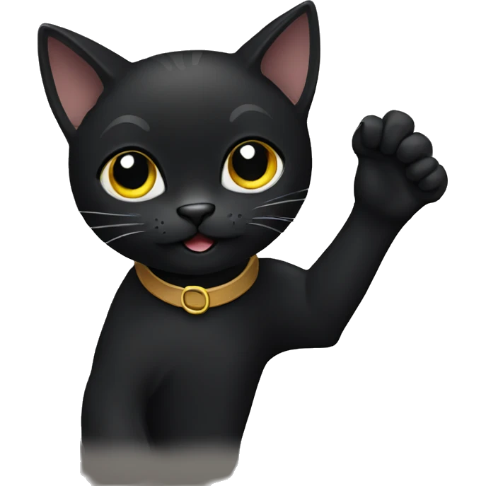 Black cat waving emoji