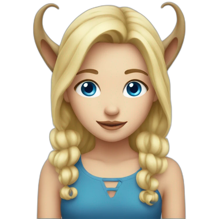 Blonde girl with blue eyes and horns emoji