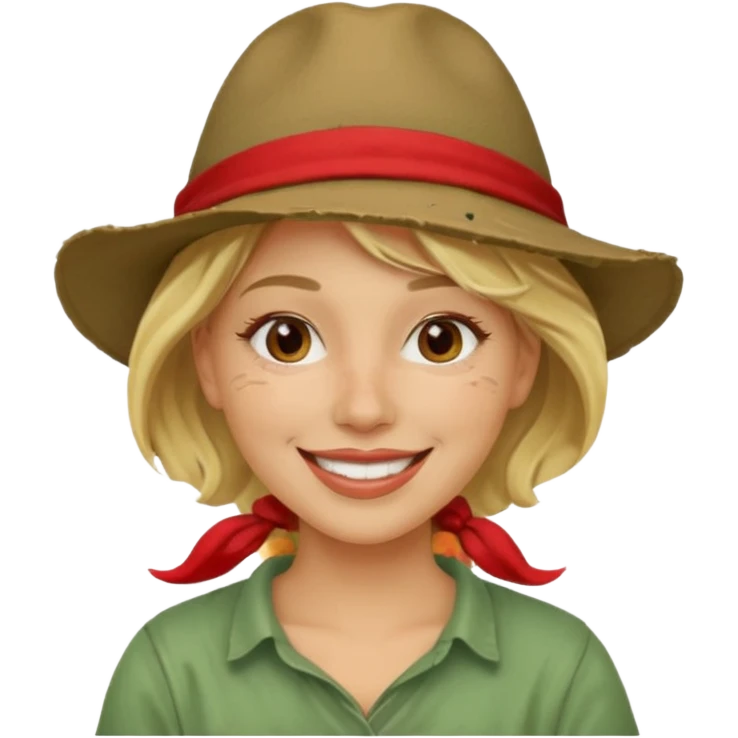 messy green clay mask and red tourist hat blond woman emoji