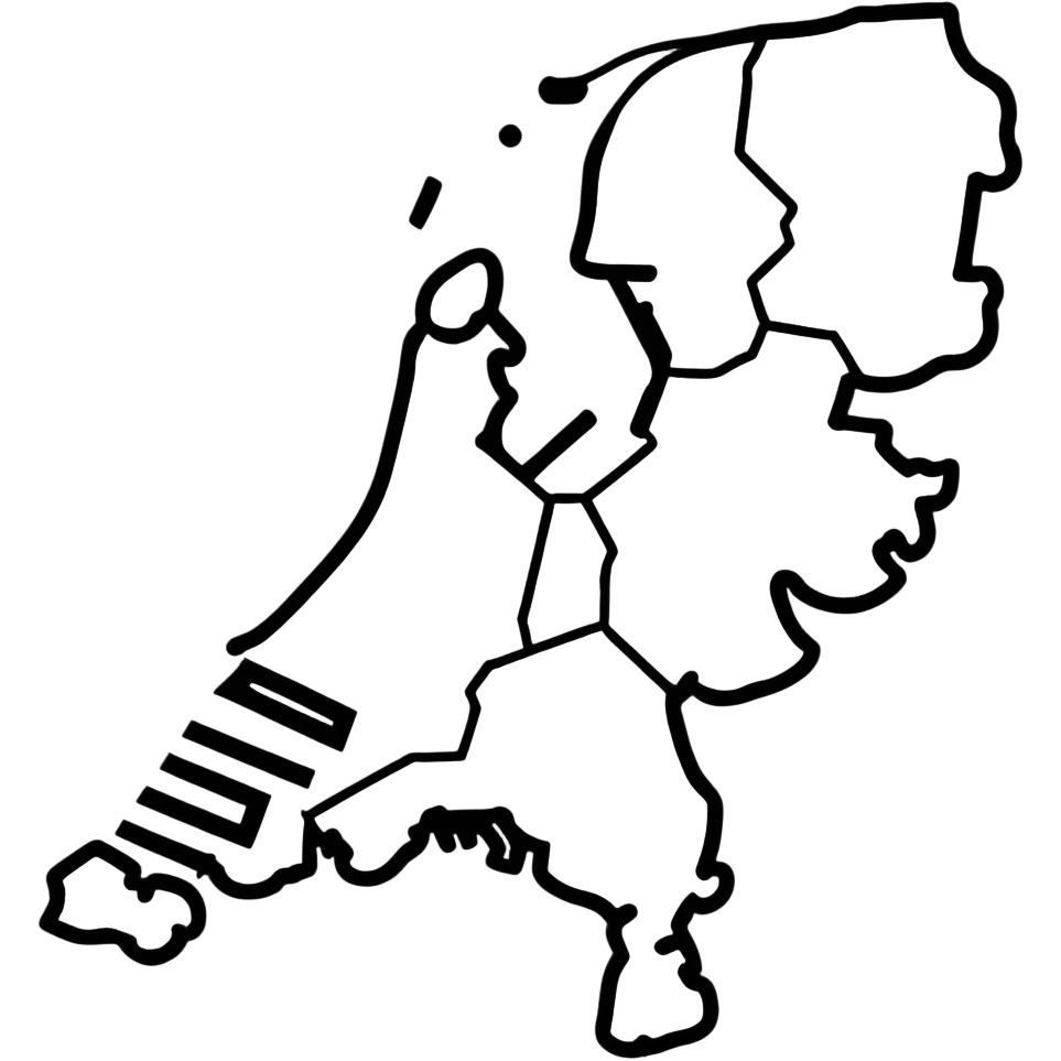 Colorful map of the Netherlands with iconic Dutch symbols emoji