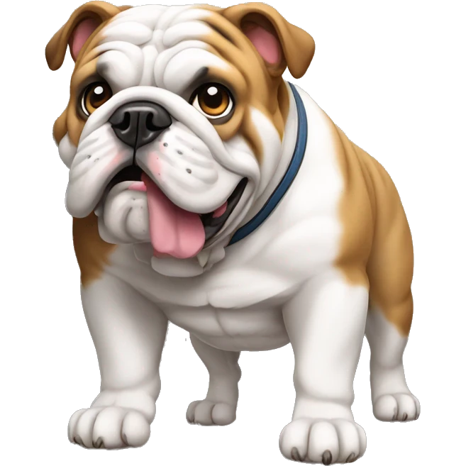 english bulldog leaning with paws on the wall standing emoji