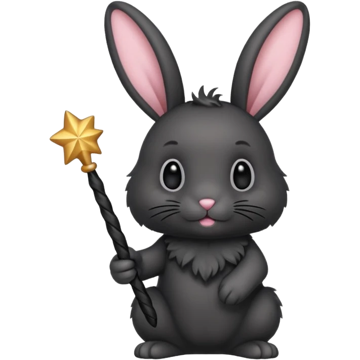 Black bunny with wand  emoji