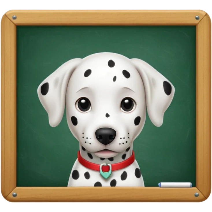 Dalmatian, in the background a green school board in a wooden frame emoji