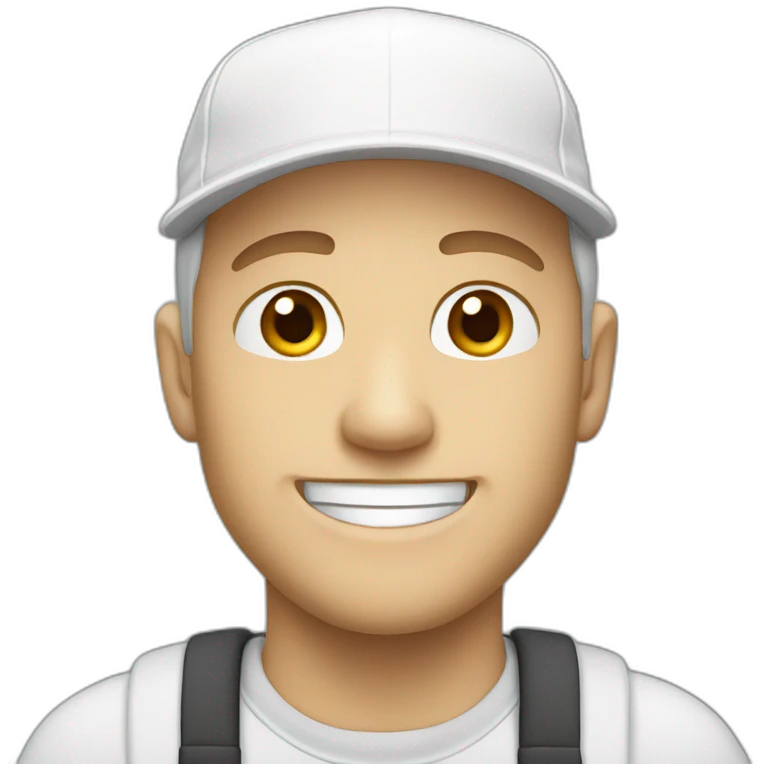 a white man smiling with a white cap and 👍 emoji