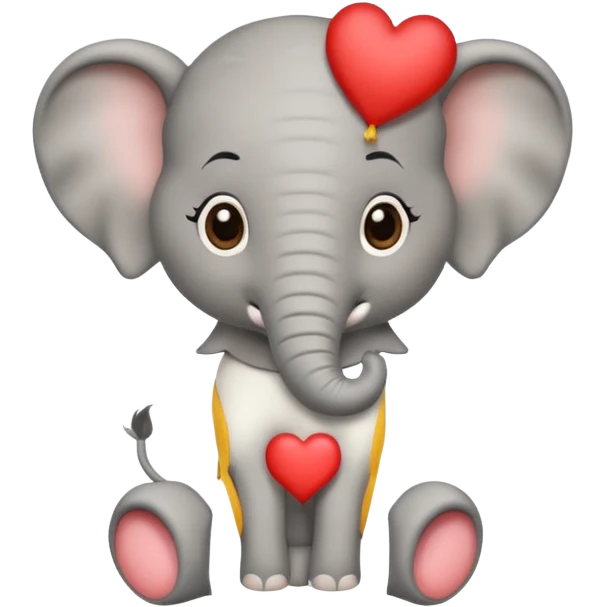 Elephant calf with small heart symbol on head, circus cloth emoji