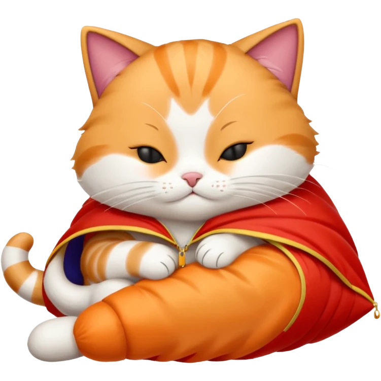 sleepy cat with red parachute emoji