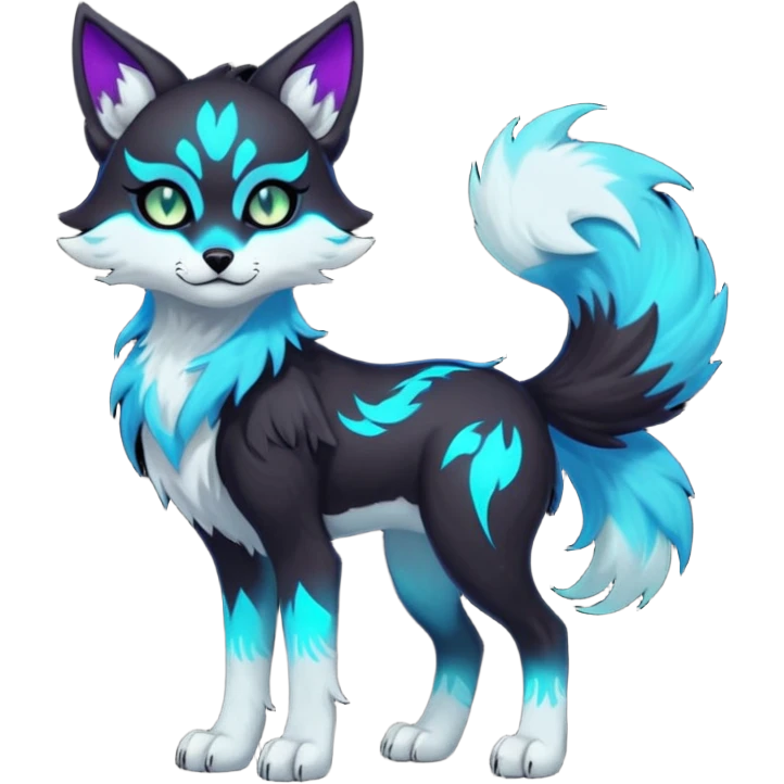 Multicolored gloomy glowing bioluminescent dark edgy gothic spooky warm badass realistic floral exotic Falvie-Fionbri-fursona, full body emoji