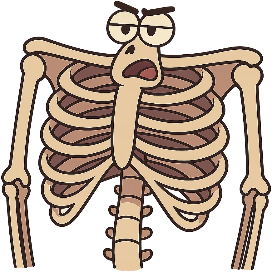 flat toon style skeleton ribs without head, no background emoji