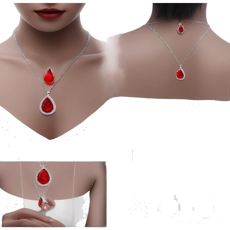 red tear ruby necklace with chain emoji floating moving flying chain  emoji