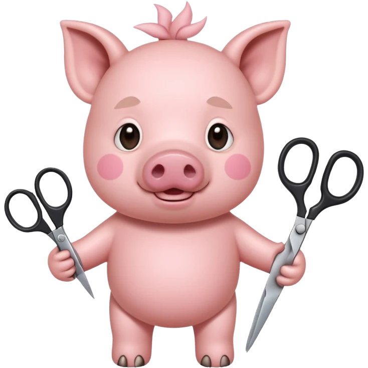 pig holding scissors emoji