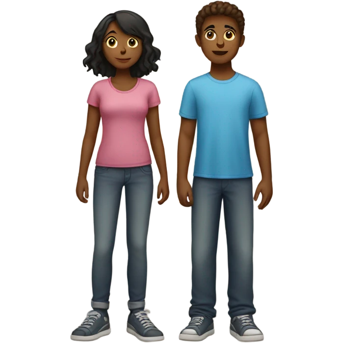 two boy x one girl standing together  emoji