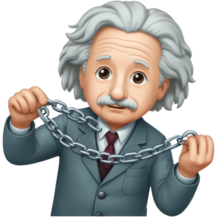 Albert einstein pulling on a chain emoji