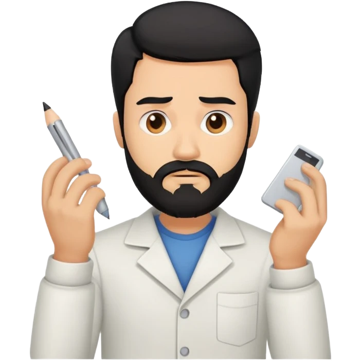 A man with black hair and a beard passing a big test emoji