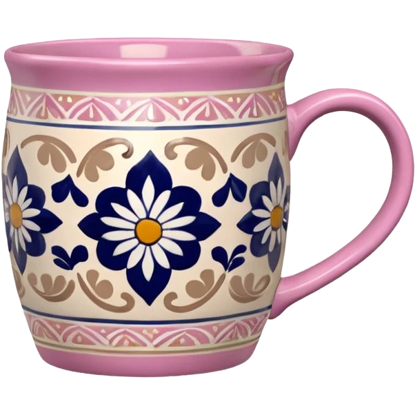 Pink white & beige Talavera mug  emoji
