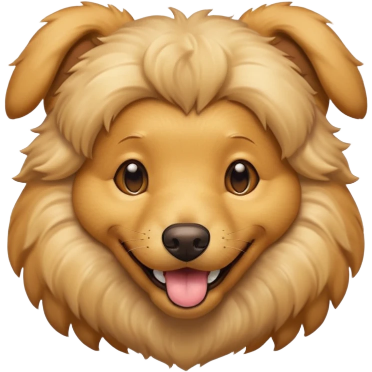 portrait of a golden dog, smiling with closed mouth, no tongue showing emoji