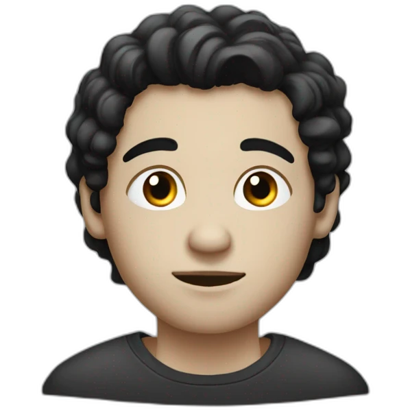 Rational thinking young man, black hair emoji