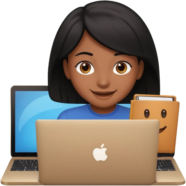 make an emoji of a black hair developer behind laptop emoji