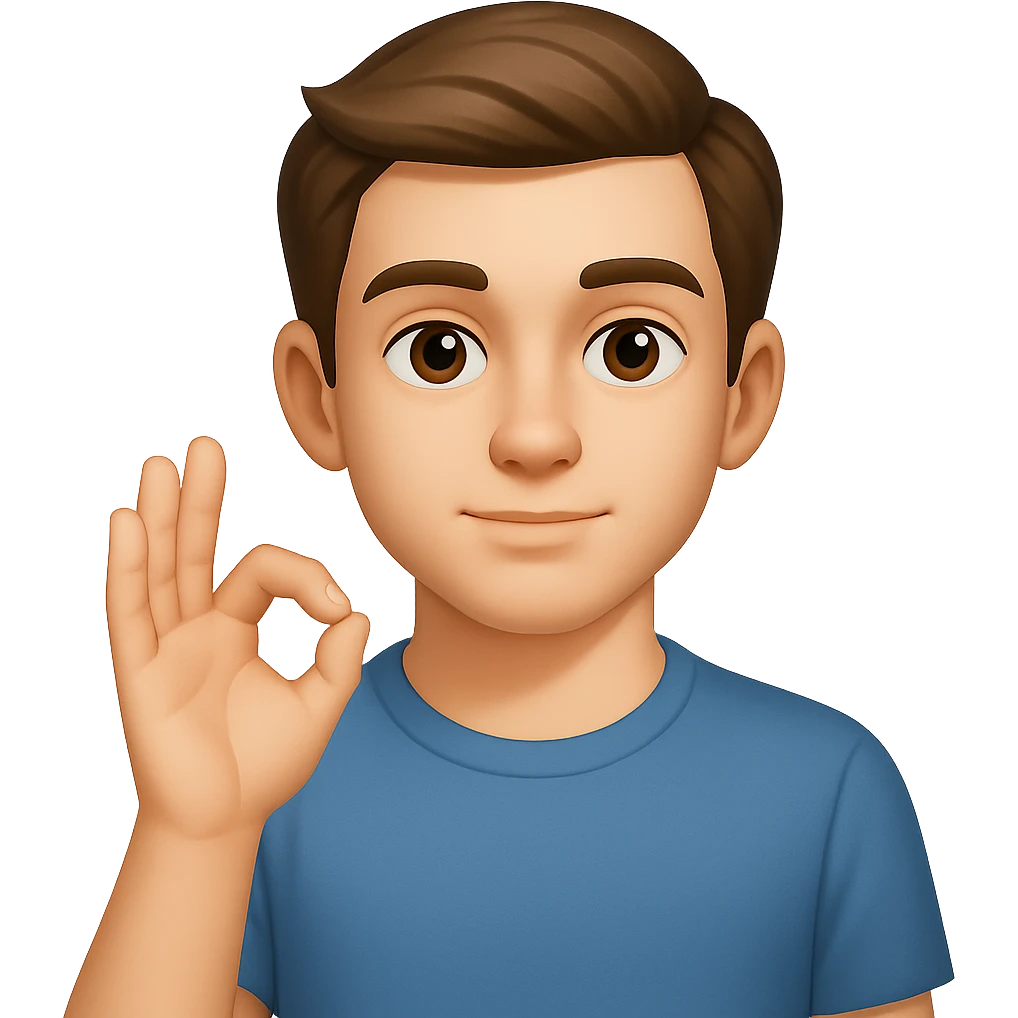 young man using sign language in this style emoji