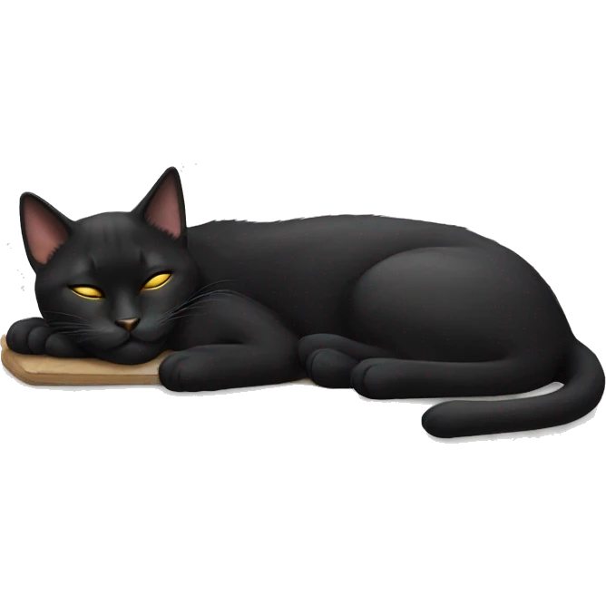 realistic black cat sleeping emoji