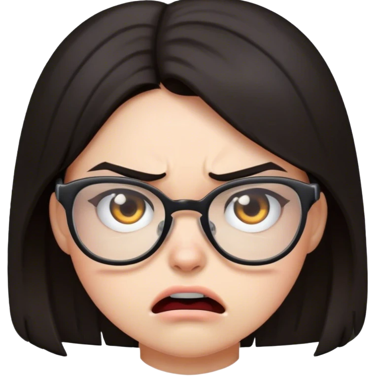 Angry girl with dark hair and glasses emoji