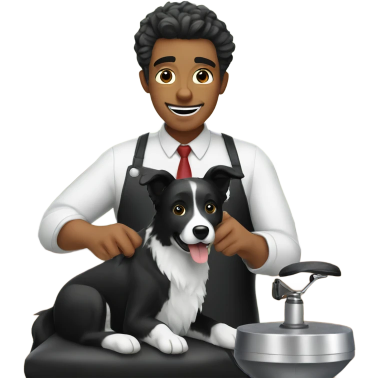 barber with a black border collie emoji