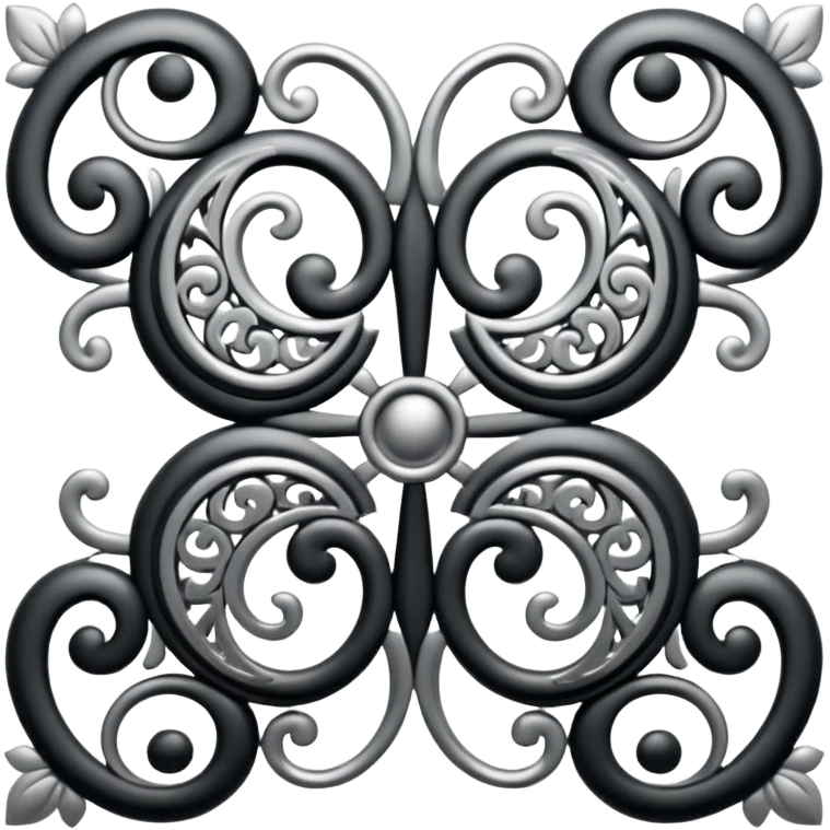 Black and silver filigree corner, 3D, extremely detailed design emoji