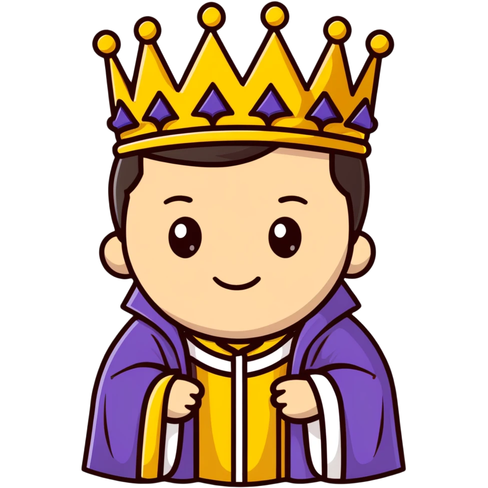 king with crown and royal robe emoji