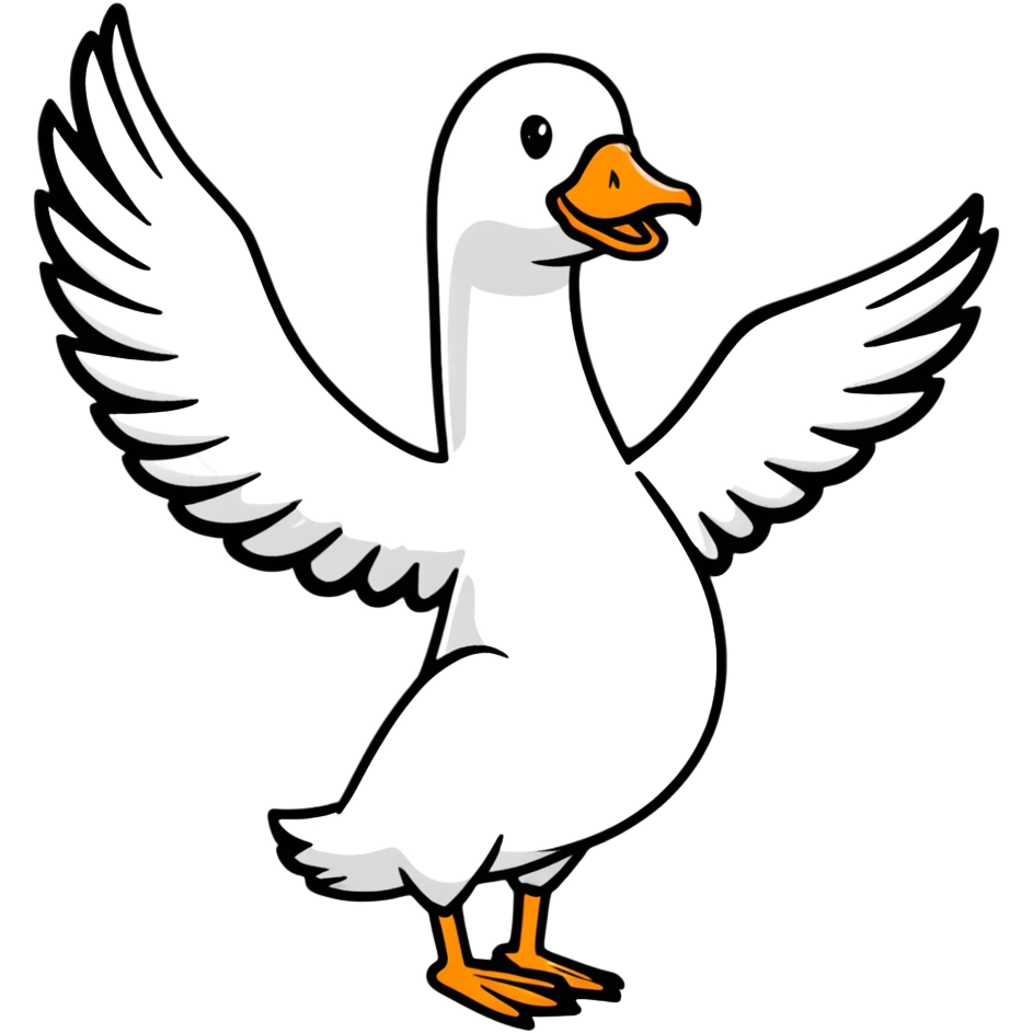 goose with wings spread out in t position emoji