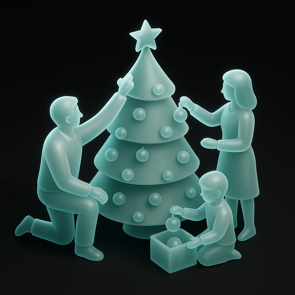 people decorating a Christmas tree emoji