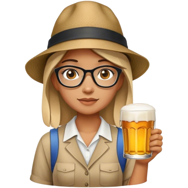 cool girl teacher with a beer and a bucket hat emoji