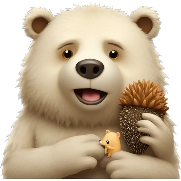 Bear in love with hedgehog emoji