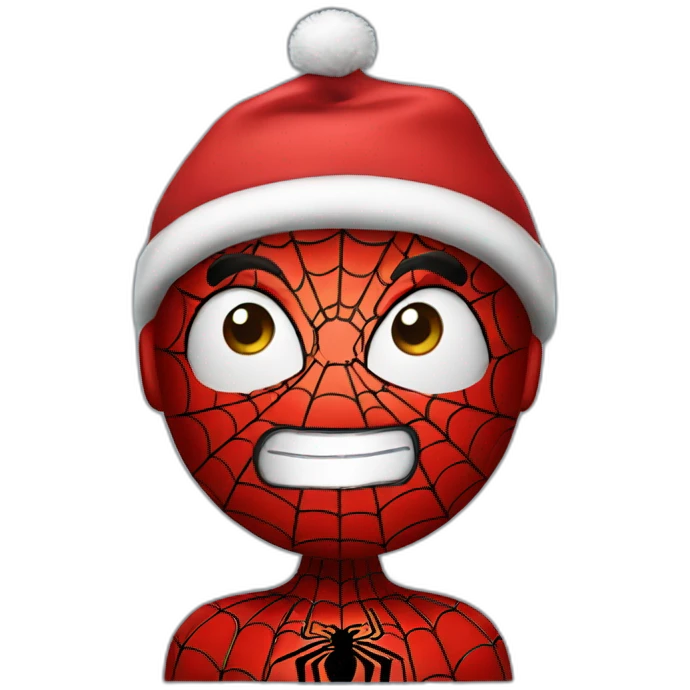 Spiderman wearing Christmas cap emoji
