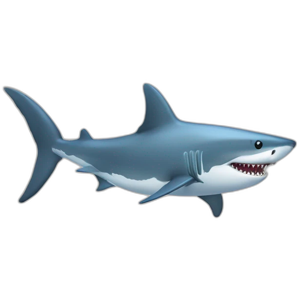 un mélange entre un requin et un démon emoji