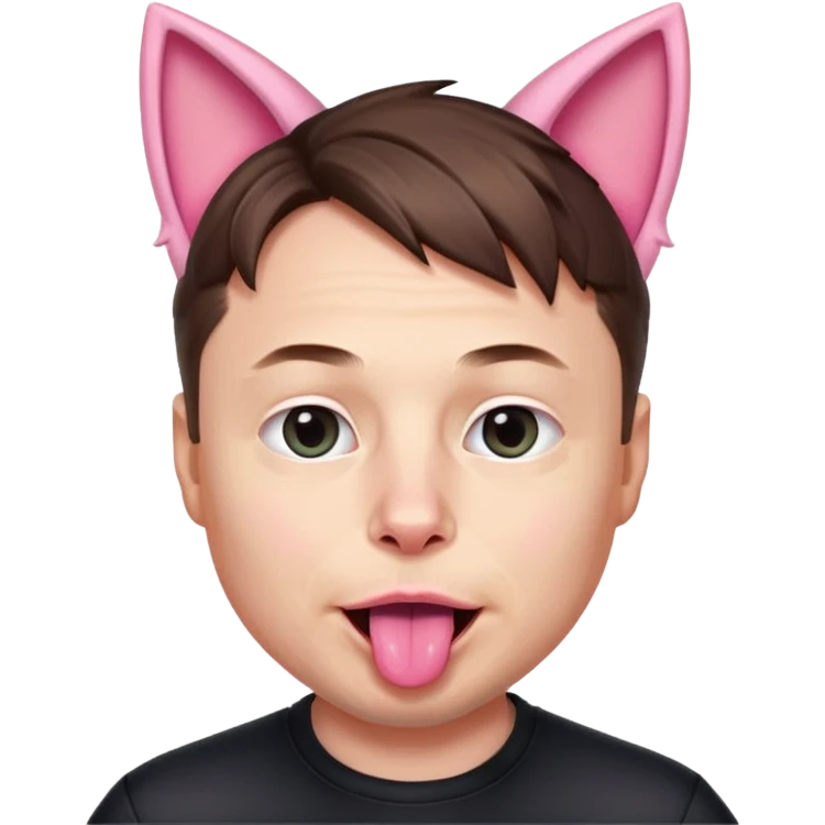 elon musk pink cat ears tongue out emoji