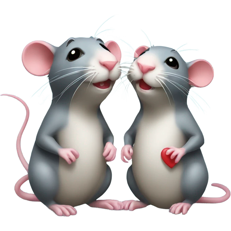 two rats with hearts emoji