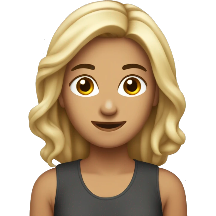 mulher branca cabelo castanho médio magra sorindo emoji
