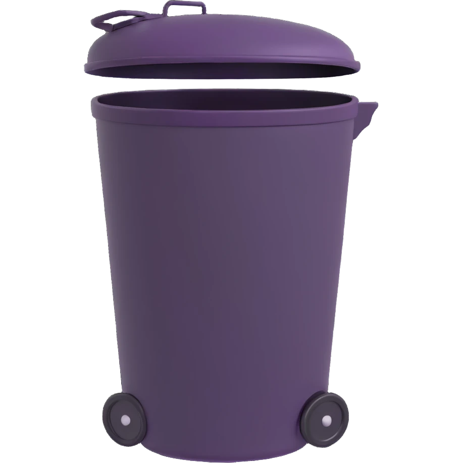 Draw a Pixar-style trash can. The view should be at a high angle. Do not use the face, eye, and mouth. emoji