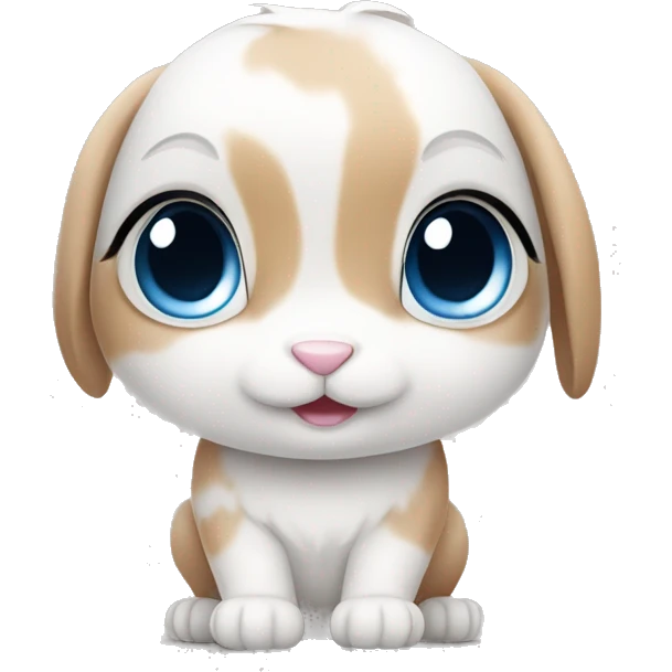 cute bunny white and caramel blue eyes emoji