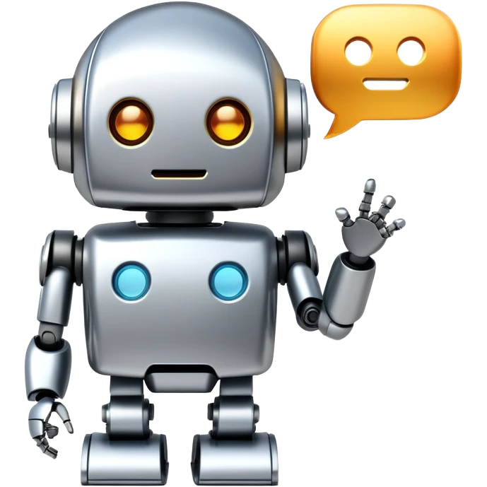 Robot with speech bubble, talking robot emoji emoji