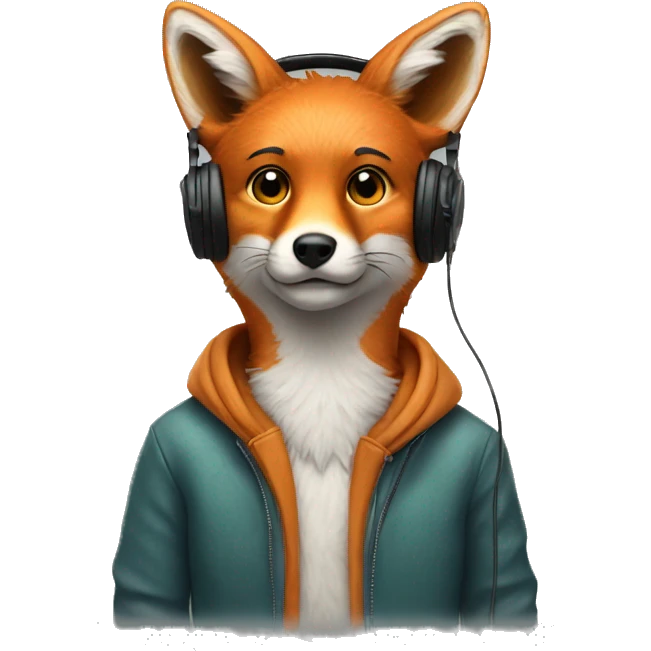Fox with headphones  emoji