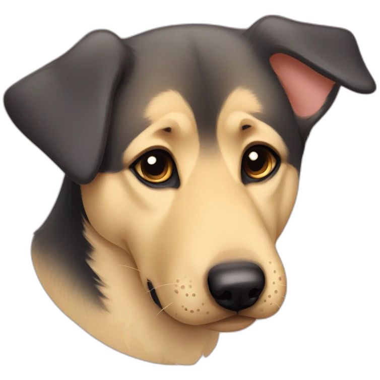 Light yellow lab floppy ears German shepherd face mutt chubby face emoji
