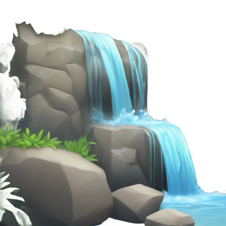 Una cascada de agua cristalina cayendo sobre rocas lisas emoji