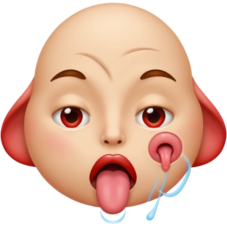 face with rolled up eyes, tongue hanging out, flushed, breathing out hot airs emoji