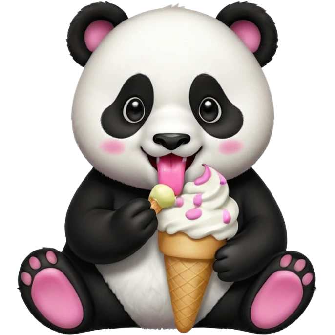 Panda qui mange une glace emoji