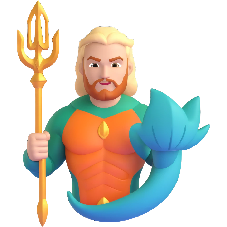 Jason Momoa as Aquaman with trident emoji