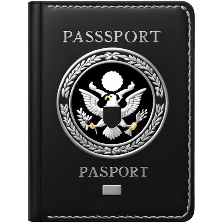 black passport with silver details emoji