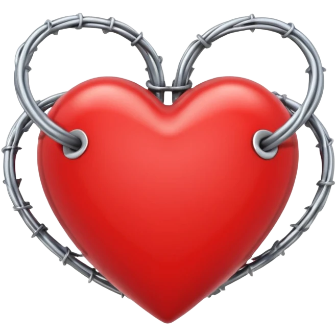 red heart emoji wrapped in silver barbed wire emoji