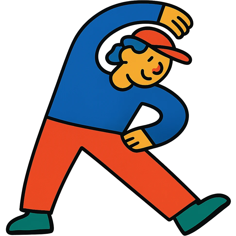 person stretching, vibrant cartoon style emoji